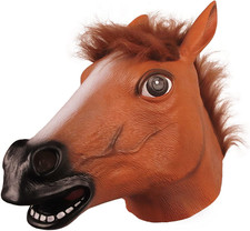 Horse Head Mask for Adult, Brown Horse Head Latex Animal Mask, Novelty Halloween