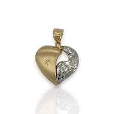 Heart Two Tone Pendant - 14K Yellow Gold