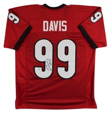 Georgia Jordan Davis Authentic Signed Red Pro Style Jersey JSA Witness 3