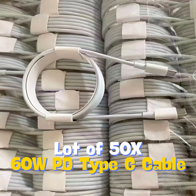 1X 50X 60W USB C to C Cable Fast Charger PD Cord For iPhone15 16 17 Samsung Lot