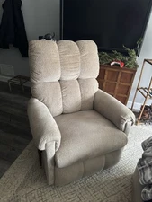 Large Manual Recliner Chair Reclining Sofa Fabric for Living Room Relax，Beige