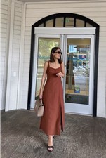 ZARA WOMAN FW25 LINEN BLEND MIDI FITTED DRESS TERRACOTTA 8095/723 SIZE XS-L NEW