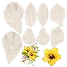 Hibiscus Flower Petal Silicone Mold Fondant Hibiscus Veined Leaves Mold Style C