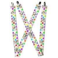 Buckle-Down Suspenders, Puppies Paw Prints White Multi Color 1.5-Inc (Us Import)