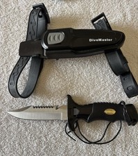 11" DIVE MASTER 420 Stainless Dive Knife with Plastic Sheath  Rubber Leg Strap