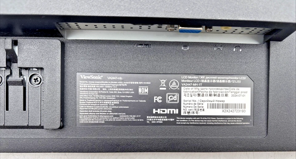 ViewSonic VA2447-MH 24 Inch Full HD 1080p LED Monitor - NO STAND - Image 4 of 4