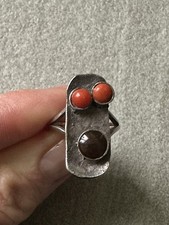 Antique Silver Coral Ring Argento 800  Anello Antico Corallo