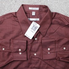 Geoffrey Beene Shirt NWT Mens 17, 34/35 Red Wrinkle Free Cotton/Poly Long Sleeve