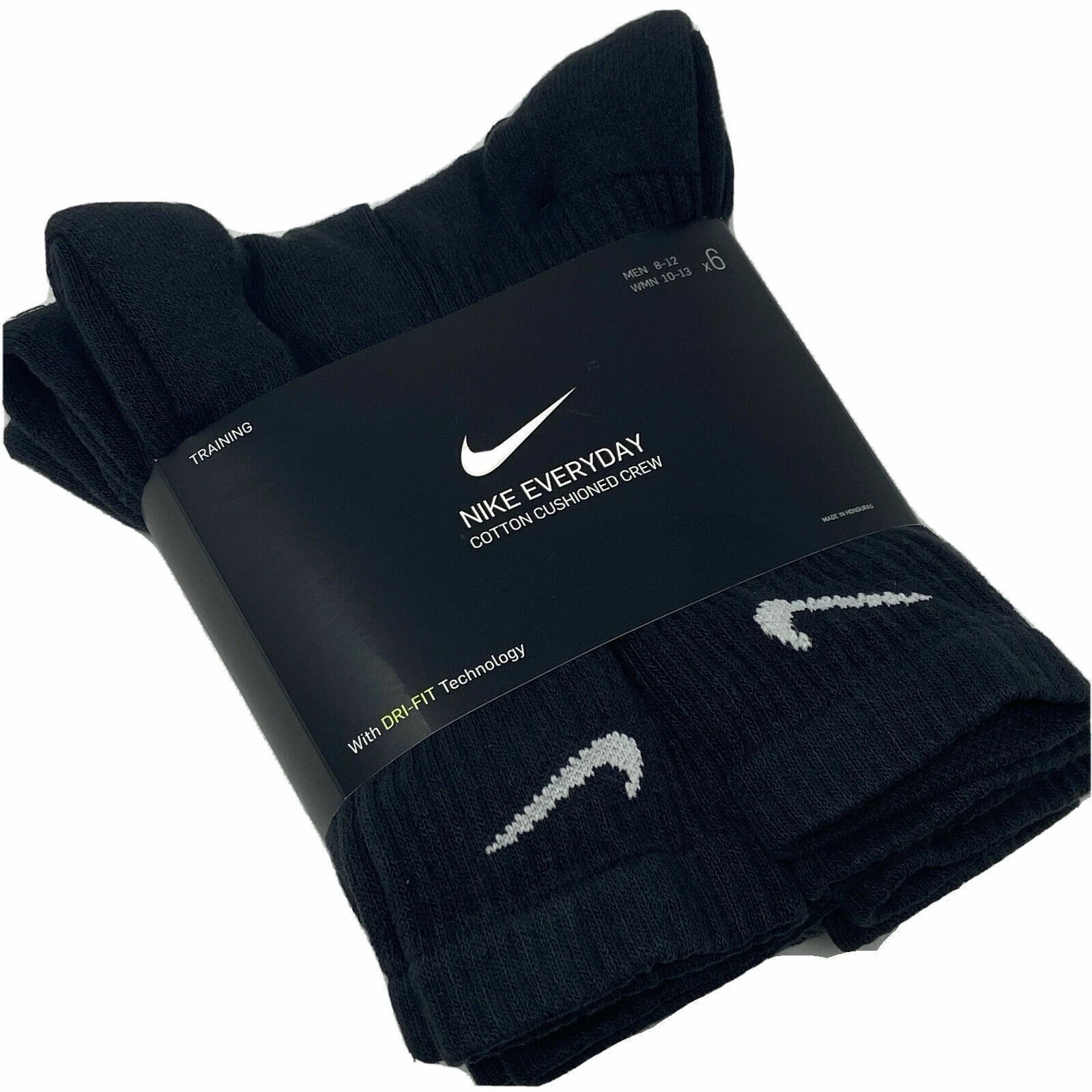 Nike Everyday Cushion Men's Crew Socks, Size Large - Black