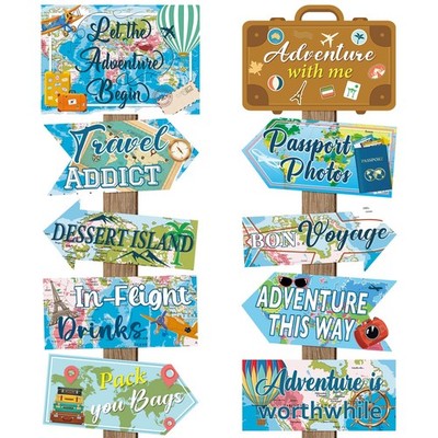 20 Pcs Travel Party Decorations Let The Adventure Begin Signs Around The Worl...