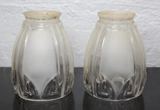 2 Vintage Matching Frosted Glass Shades Bell Shaped Light Fixture Restoration