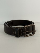 Johnston & Murphy Leather Belt Brown Size 36 USA Made Brass Roller Buckle