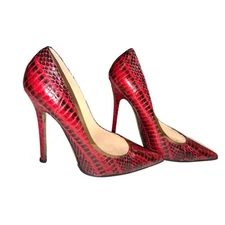 Jimmy Choo Anouk Elaphe Red Snake Skin Pumps 7.5