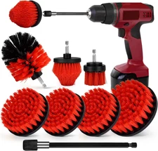 Drill Brush Attachment Set, 7 Pack 1/4in Power Scrubber Brush + Extend Long R...