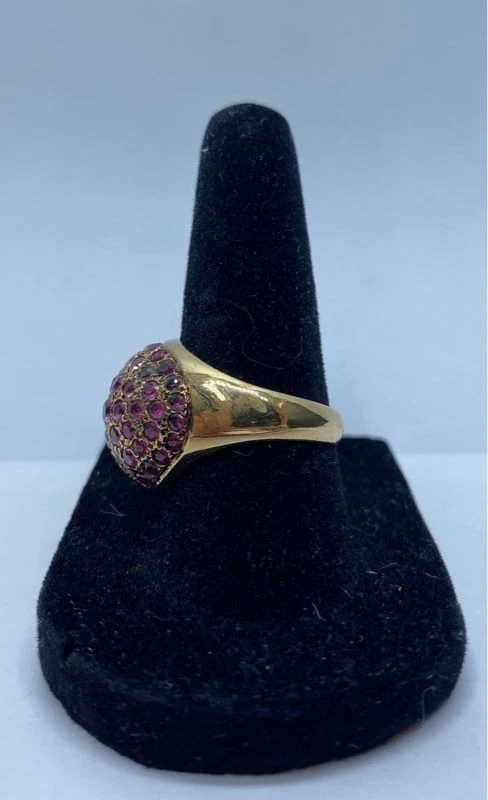 Anillo Cluster Amatista Oro 9k Cúpula Talla 6.5 6.0g Foto 4 de 4