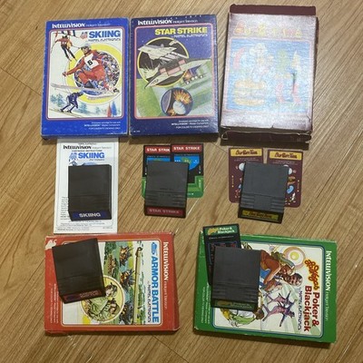 Lot Of 5 Intellivision W Box Skiing Burgertime Star Strike Armor Battle Poker