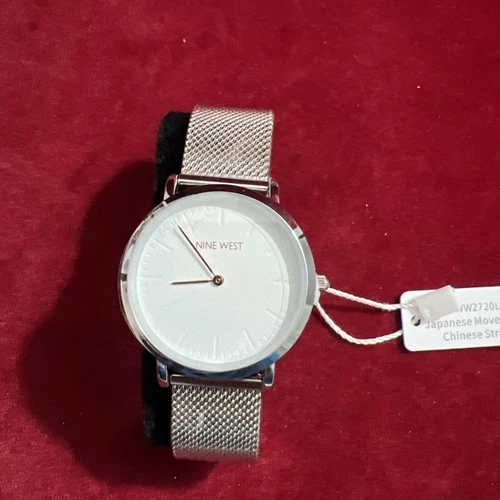 NINE WEST Womens LIANA WATCH Brand New in Box NWW2720M White Face Mesh Band