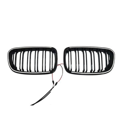 Fit BMW 1 Series F20 F21 2012-2014 Front Bumper Kidney Grille w/ LED Light 2PCS