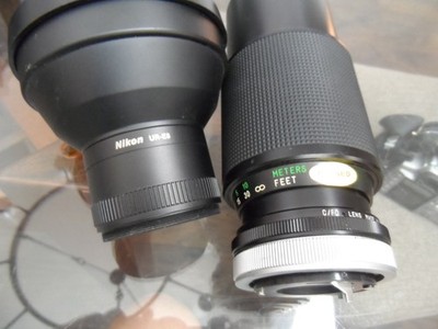 NIKON UR-E8 TELE CONVERTER LENSE VIVTAR 75-205 TELEPHOTO LENSE BUNDLE IN CASE
