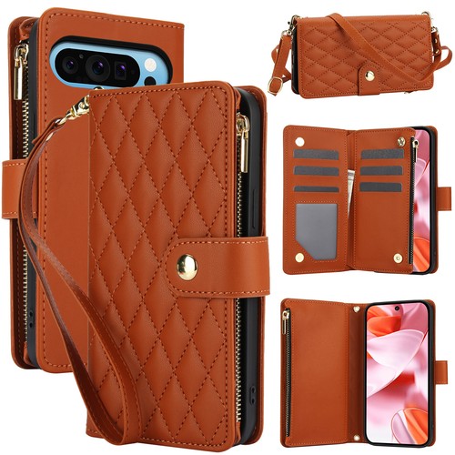 For Google Pixel 9A/9Pro XL/9Pro/9/8/7 PU Leather Flip Stand Zipper Wallet Case - Picture 2 of 89