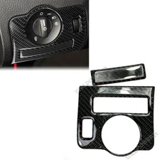 2 Pcs Real Carbon Fiber Interior Headlight Switch Trim Fits 10-14 Mustang