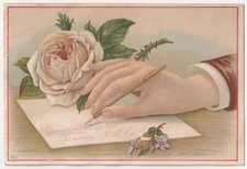 Domestic Sewing Machine Co Hand Art Norwalk Ohio OH c1880s Victorian Trade Card