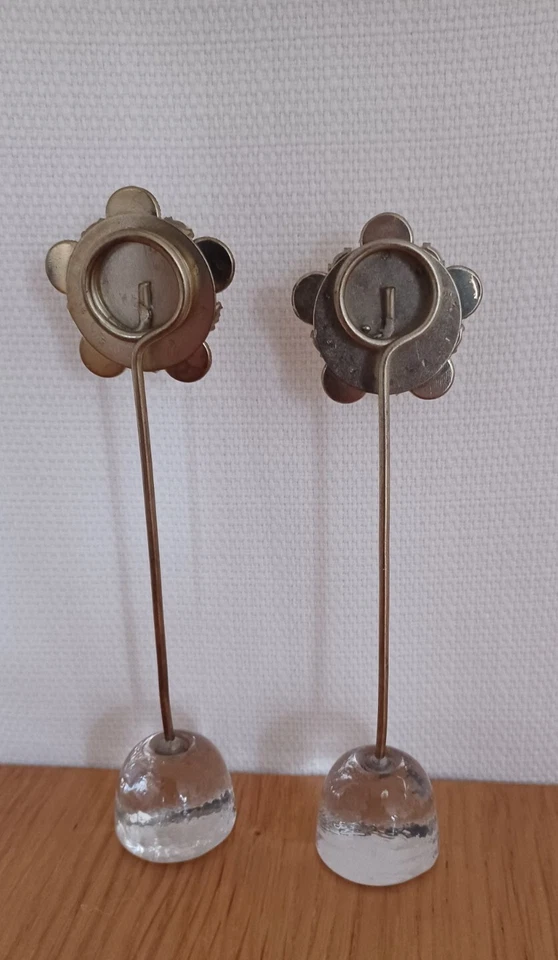 NOTE PHOTO HOLDER STAND METAL GLASS FLOWER PEARLS RHINESTONE SHABBY CHIC 2 - Image 4 of 4