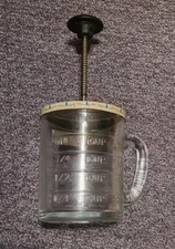 VINTAGE KITCHEN HAZEL ATLAS ONE CUP GLASS FOOD NUT CHOPPER EMBOSSED 