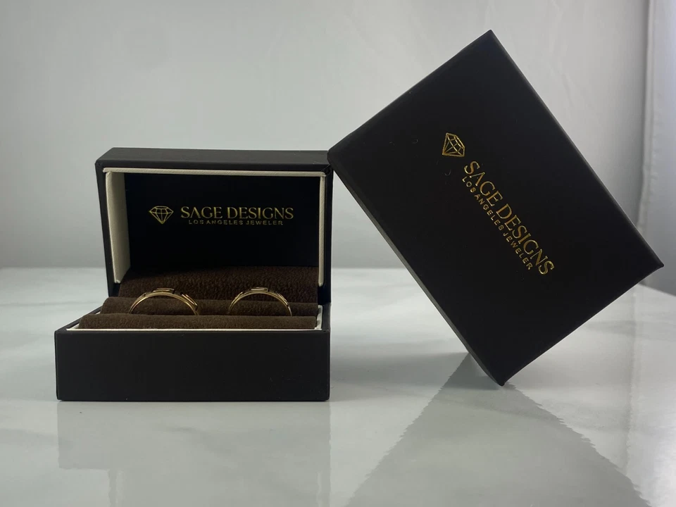 14K Gold Wedding Band 2 Engagement His Hers Ring Set Unisex Mens Womens Matching - Image 3 of 4