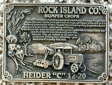 Rock Island Co. Bumper Crops Heider "C" 12-20 Pewter Belt Buckle #960 of 1500