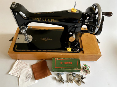TOP Serviced Singer 201k 1947 Handkurbel Nähmaschine + Zubehör