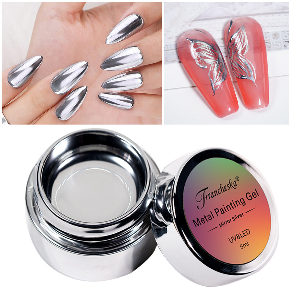 Metallic Painting Gel Nail Polish Silver Chrome Gel Polish Liquid