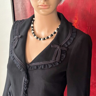 MOSCHINO Cheap and Chic skirt suit black ruffle trim w/ kitten