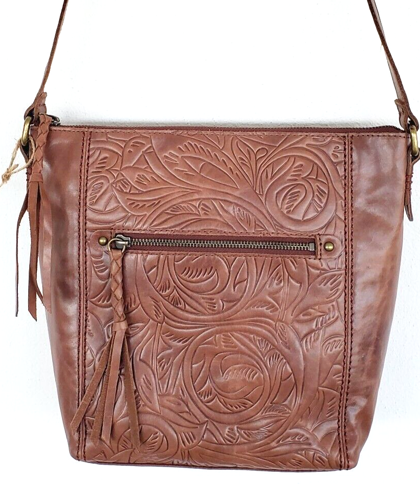 The Sak Leaf Embossed Ashland Leather Crossbody Shoulder Bag Small