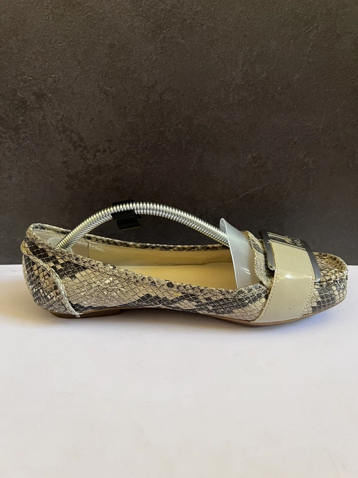 Calvin Klein Snakeskin Print Ballet Flats-Workwear-Casual-Size 7 M-Gold Bar - image 3 of 4