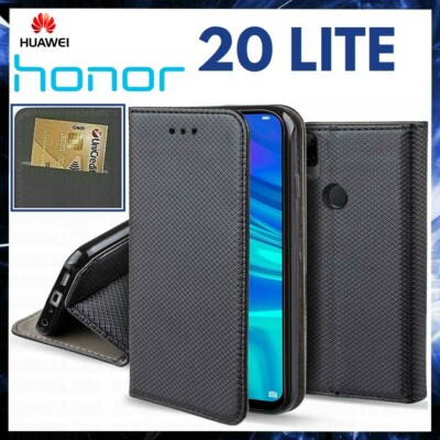 BOOK WALLET CASE for Huawei Honor 20 Lite Black Leather Magnetic Cover