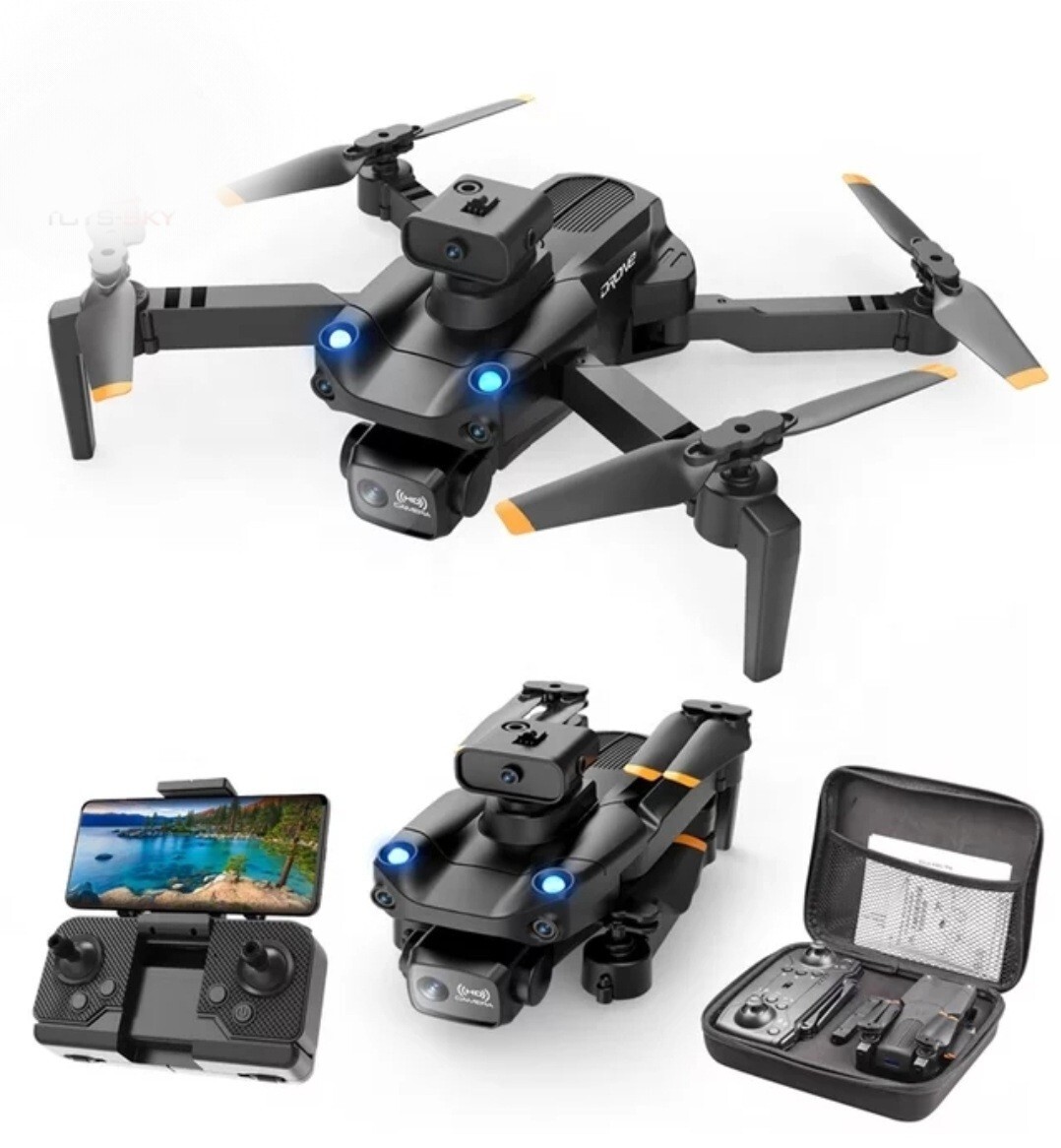 Drones double caméra 4K WIFI lot de 5 quadricoptères pliables avec étuis de protection