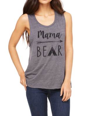 Mama Bear boho hipster Tepee design Maternity Pregnancy Ladies Flowy Muscle Tank