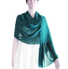 Teal Green Shawl. Chiffon Long Scarf. Teal Green Wrap Scarf. Soft Chiffon Shawl.