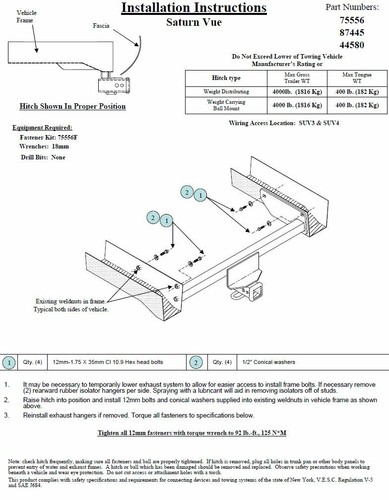 Trailer Hitch For 2012 Chevy Captiva Sport 08-09 Saturn Vue w/ Wiring & 2" Ball - Picture 7 of 8