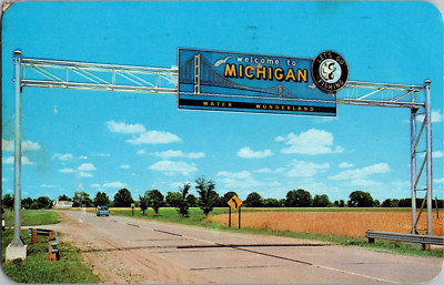 Postcard Welcome To Michigan Water Wonderland Let's Go Fishing Postmarked 1963