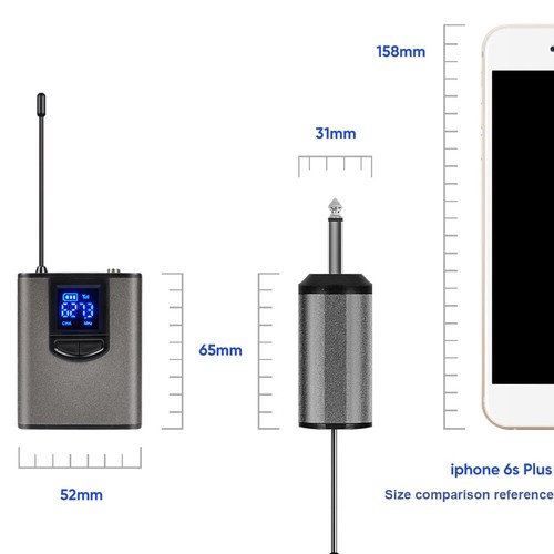 UHF Wireless System with Dual Headset Mic/Lavalier Lapel Mic 96DB LCD Display - Zdjęcie 5 z 12