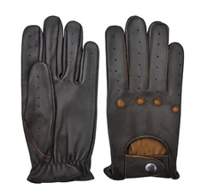 Mens Classic Driving Gloves Lamb Skin Leather Dress Fashion Car Bus Retro Glove