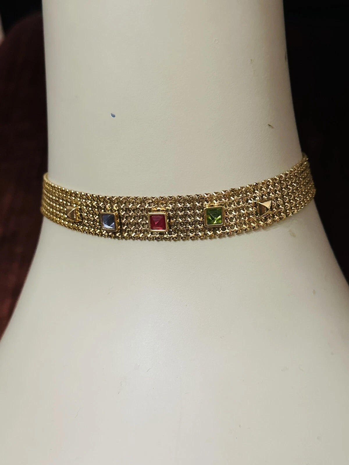 Collana Choker Vintage anni '90 Givenchy Chainmail Tono Oro