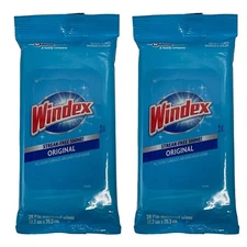 2 Pk Windex Streak Free Shine Original All Glass Surface 28 Pre-Moistened Wipes