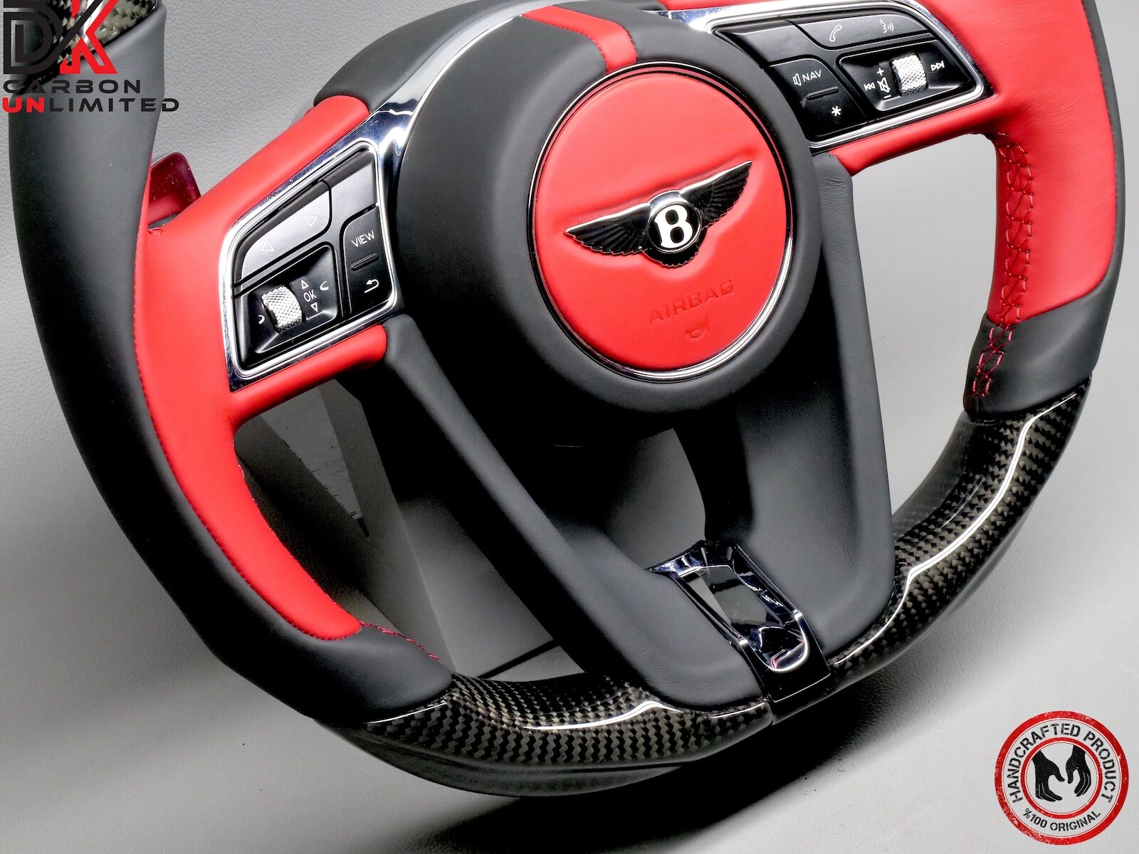 Bentley Bentayga Continental GT Flying Spur Red Ring Napa Carbon Steering Wheel
