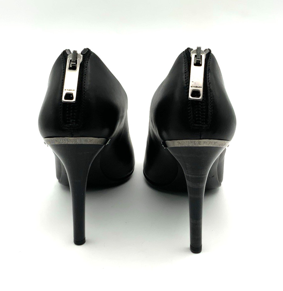 Burberry Boots Black Matted Leather Stiletto Heeled Size 37 thumbnail 15