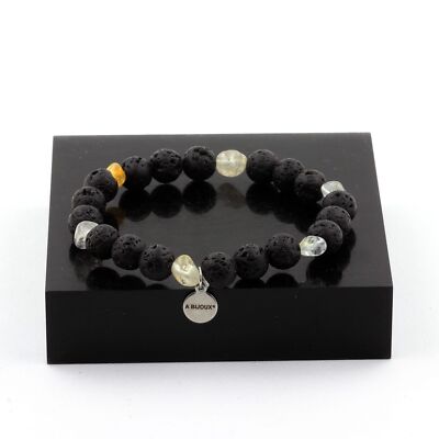 Mineralien und Steine Précieuses. Armband Topas Du Brazilien + Perlen Lava 8 Mm.
