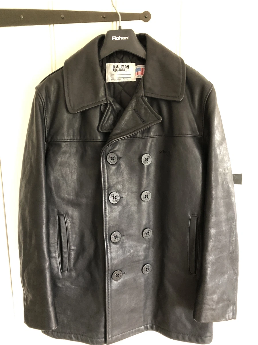 Schott leather pea coat cheap