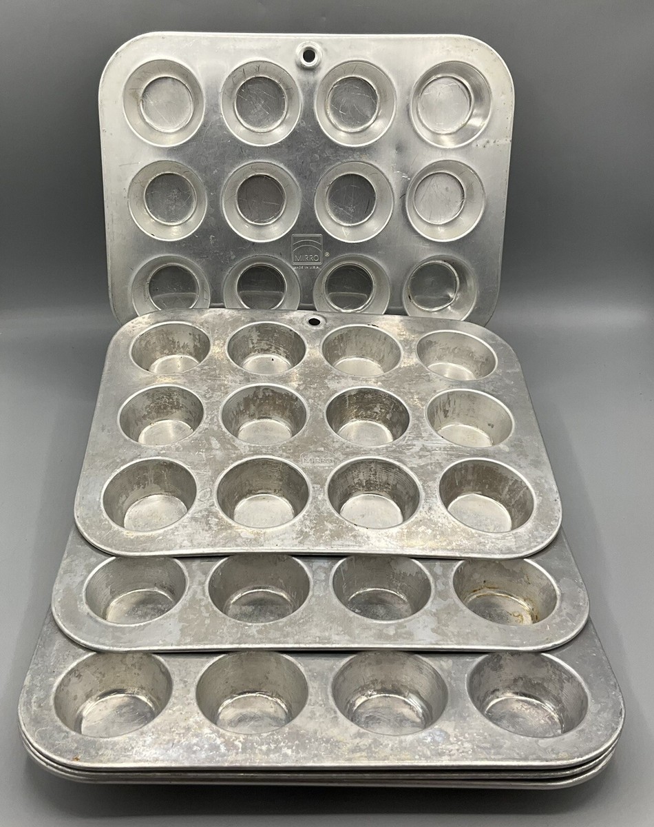 Vtg Aluminum Mini Muffin Pans 2x Mirro, 4x Unmarked w/12 Holes Each  1-7/8